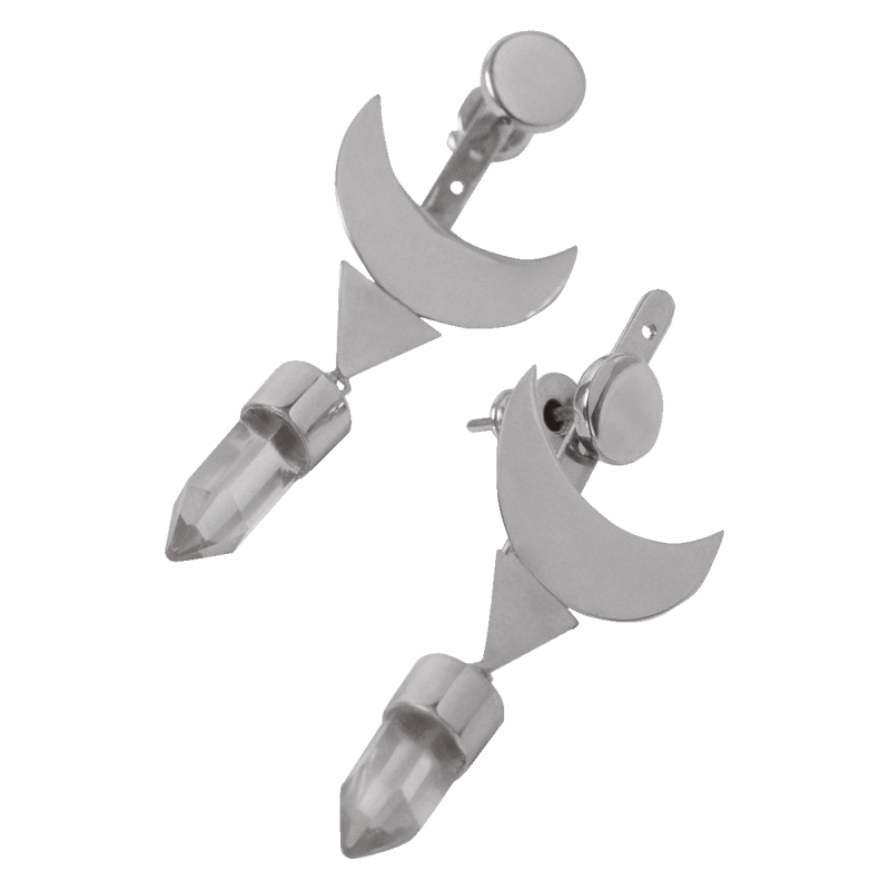 Моносерьга-джекет трансформер Луна с горным хрусталем