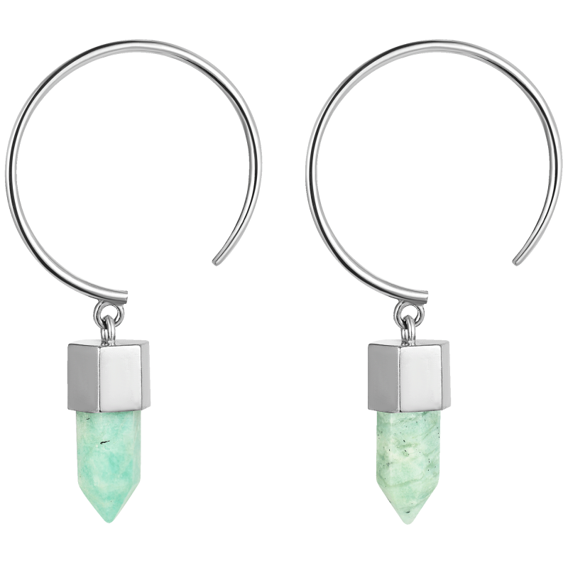 Серьги - кольца Маятник с амазонитом