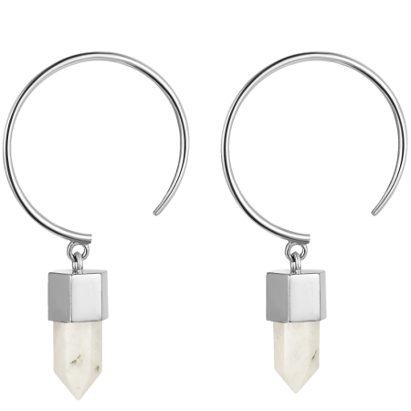 Серьги - кольца Маятник с лунным камнем