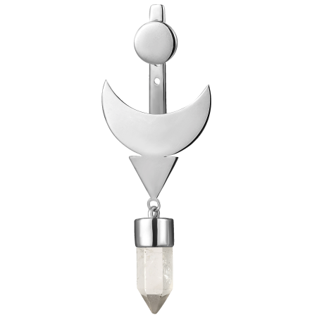 Моносерьга-джекет трансформер Луна с горным хрусталем