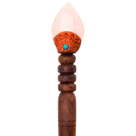 Деревянная заколка - шпилька с розовым кварцем