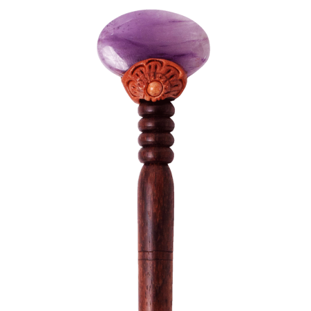 Деревянная заколка - шпилька с аметистом овальным