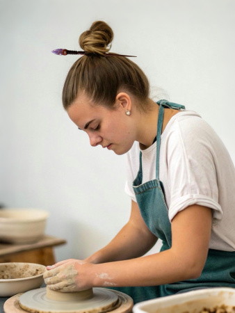 Деревянная заколка - шпилька с аметистом груша