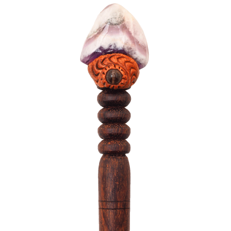 Деревянная заколка - шпилька с аметистом груша