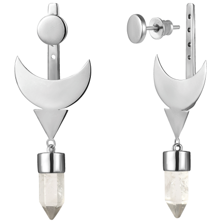 Моносерьга-джекет трансформер Луна с горным хрусталем