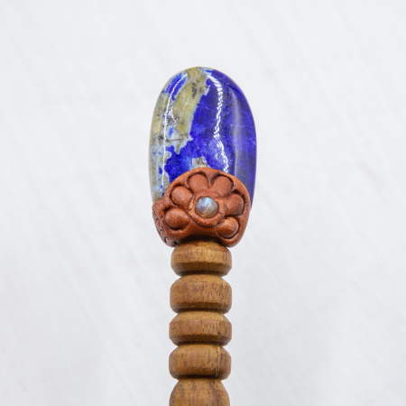 Заколка - шпилька с лазуритом (ляпис-лазурь) овал