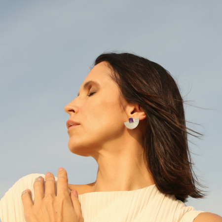 Серьги Равновесие с аметистом